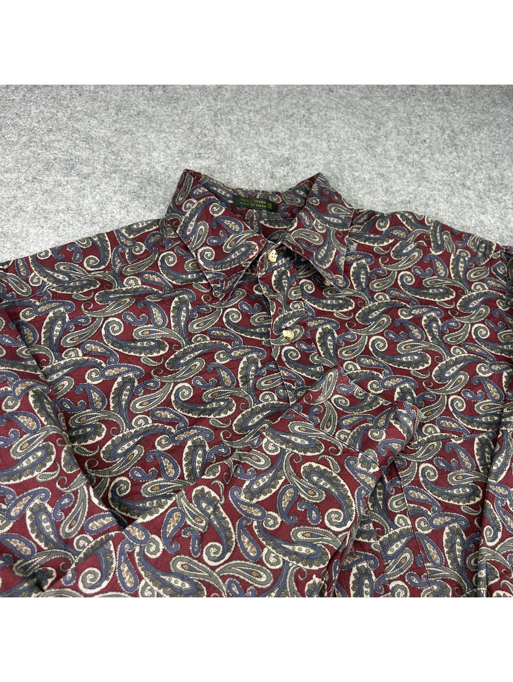 Vintage Club Room Paisley Button Up Shirt Mens S Cotton Long Sleeve Multicolor